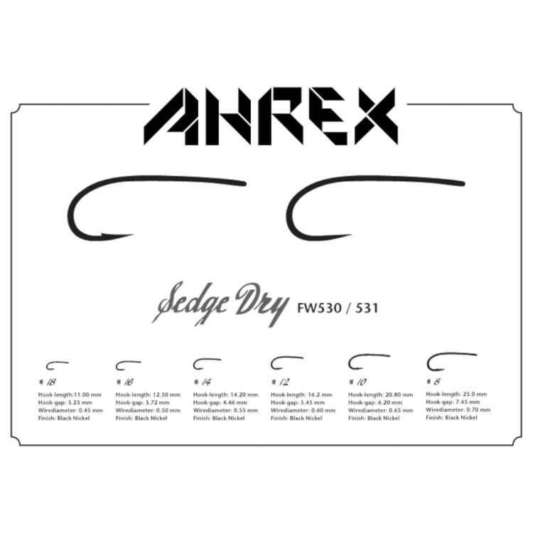 Ahrex Fw531 Sedge Dry Hook Barbless #18 Trout Fly Tying Hooks